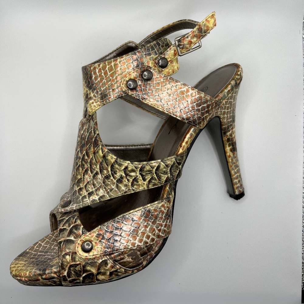 Legend Snakeprint Studded 4” Heel